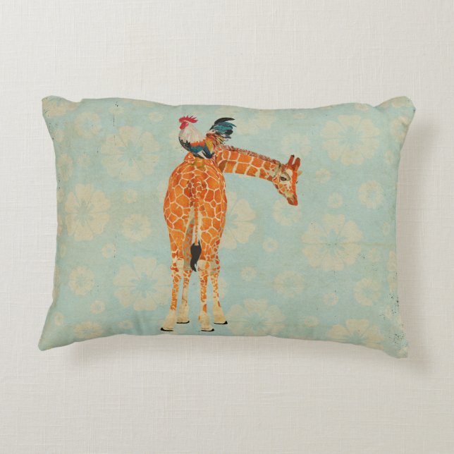 Giraffe & Rooster Pillow (Back)