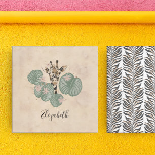 Giraffe Safari Animal Botanical  Canvas Print