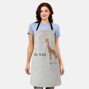 Giraffe Safari Animal Faux Linen Apron