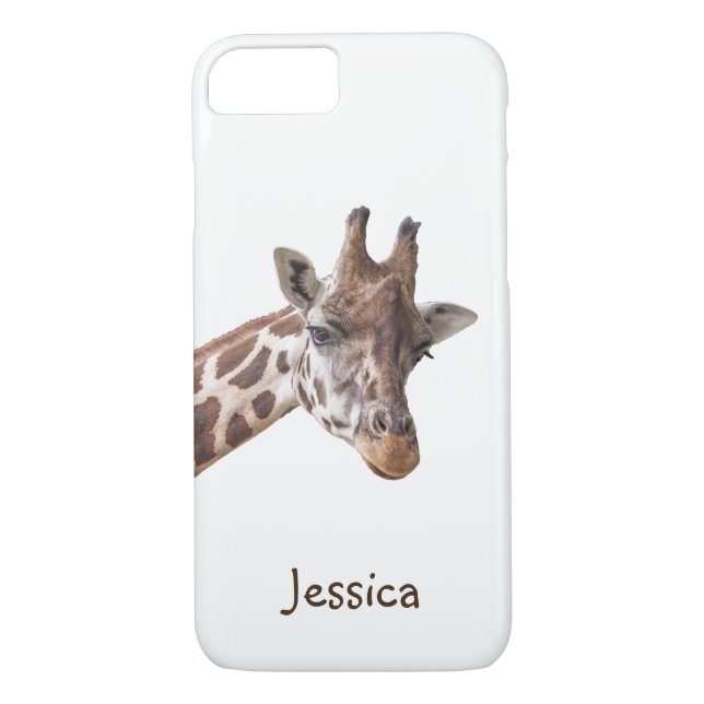 Giraffe Safari Animal on White Girly Name Case-Mate iPhone Case (Back)
