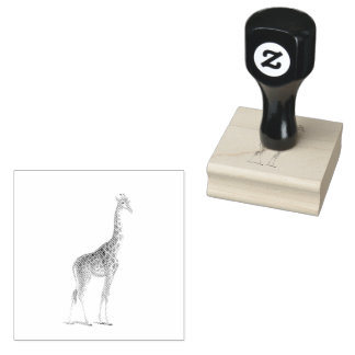 Giraffe Safari Animals Rubber Stamp