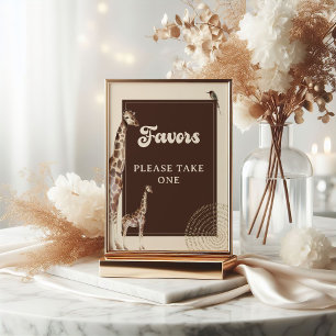 Giraffe Safari Baby Shower Favours Poster Sign