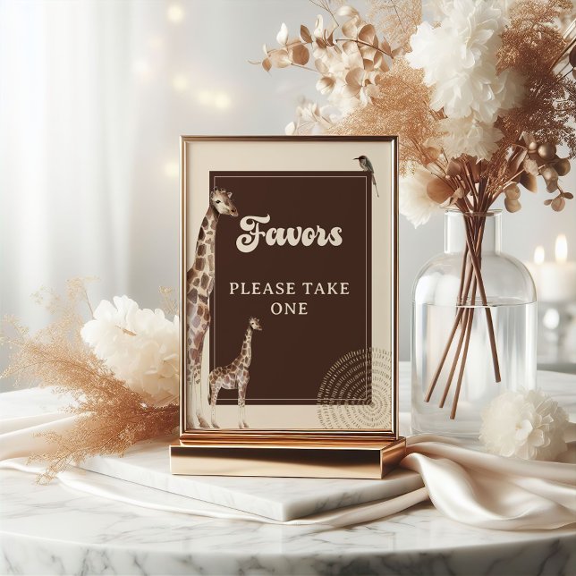 Giraffe Safari Baby Shower Favours Poster Sign (Creator Uploaded)
