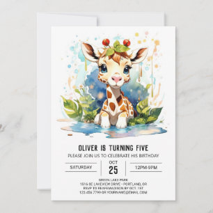 Giraffe Safari Birthday Invitation