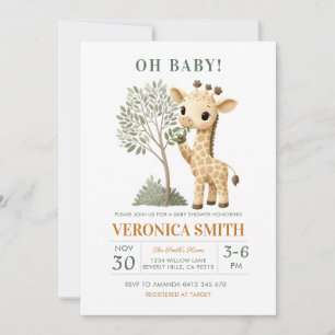 Giraffe Safari Jungle Baby Shower Invitation