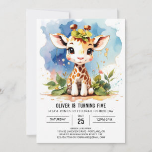 Giraffe Safari Magic Birthday invitation