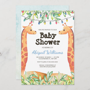 Giraffe Safari Party Baby Shower Invitation