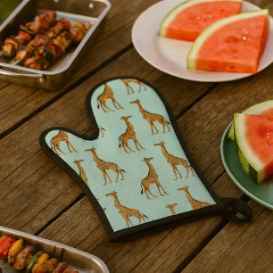 Giraffe Safari Wildlife Oven Mitt & Pot Holder Set