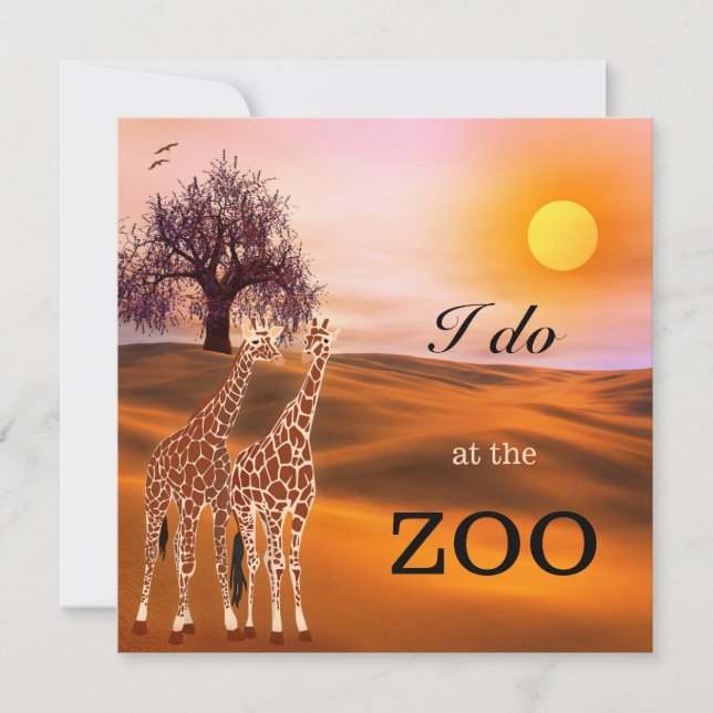 Giraffe Safari Zoo Wedding Invitation (Front)
