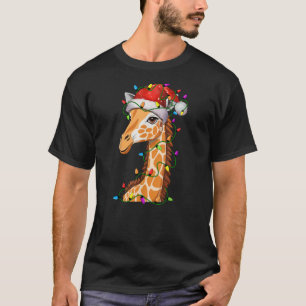 Giraffe Santa Christmas Tree Lighting Xmas Funny T-Shirt
