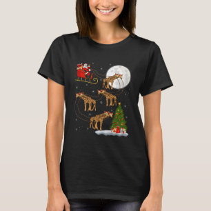 Giraffe Santa Sleigh Flying Funny Magical Christma T-Shirt
