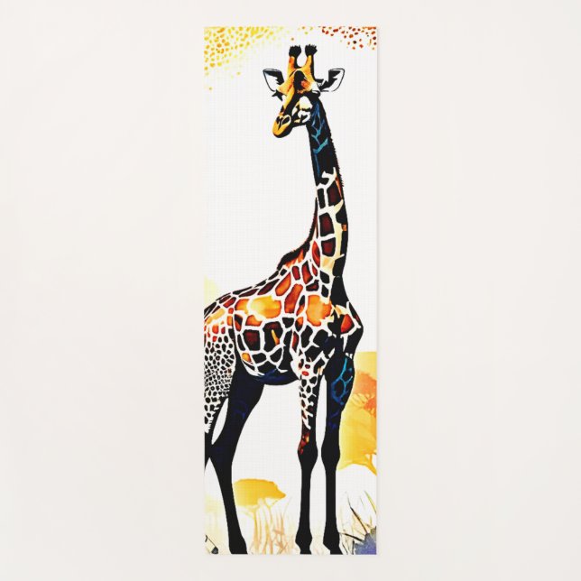 Giraffe Savannah Art Yoga Mat (Front)