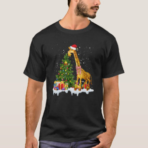 Giraffe Scarf Costume Santa Lights Hat Snow Christ T-Shirt