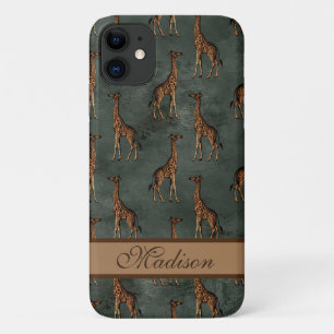 Giraffe Script Name Chic Stylish Trendy Safari Case-Mate iPhone Case