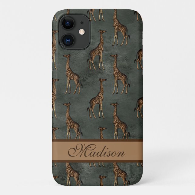 Giraffe Script Name Chic Stylish Trendy Safari Case-Mate iPhone Case (Back)