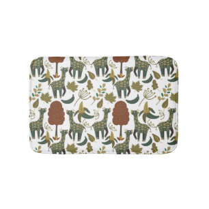 Giraffe seamless pattern colourful floral patter bath mat