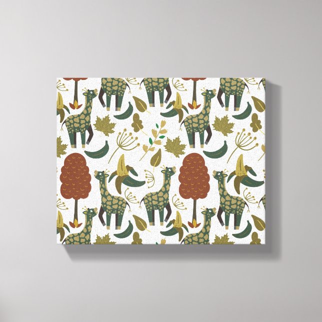 Giraffe seamless pattern | colourful floral patter canvas print (Front)