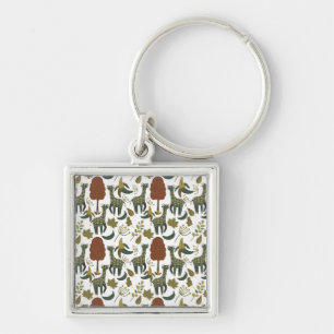 Giraffe seamless pattern colourful floral patter key ring