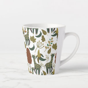 Giraffe seamless pattern   colourful floral patter latte mug