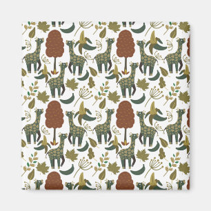 Giraffe seamless pattern colourful floral patter magnet