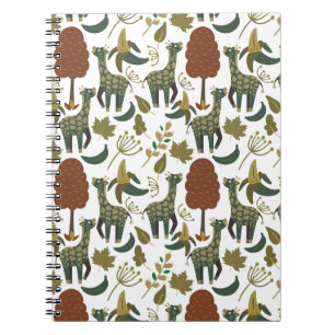 Giraffe seamless pattern colourful floral patter notebook