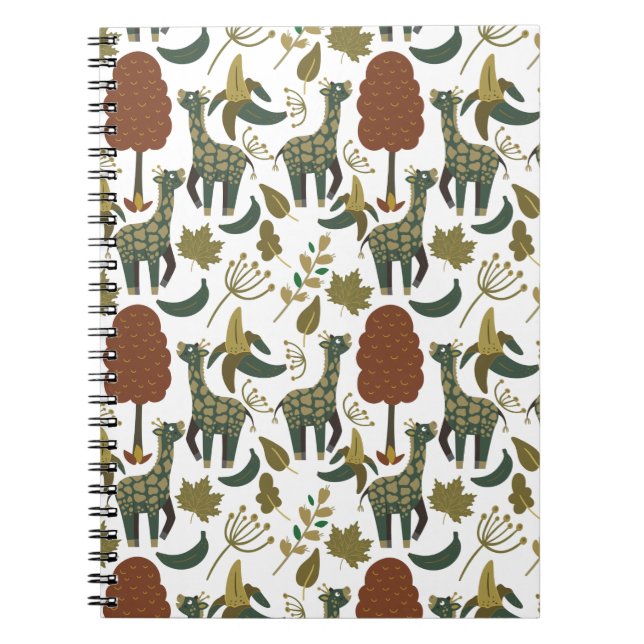 Giraffe seamless pattern | colourful floral patter notebook (Front)