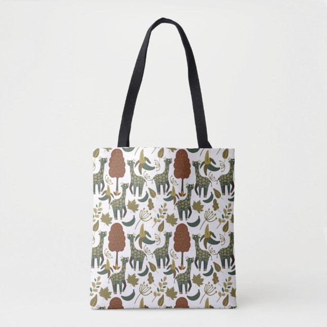 Giraffe seamless pattern | colourful floral patter tote bag (Front)