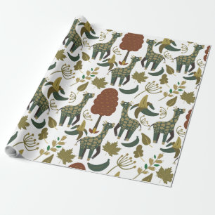 Giraffe seamless pattern colourful floral patter wrapping paper
