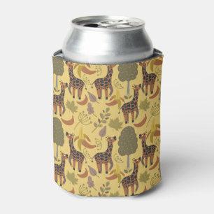 Giraffe seamless pattern yellow background can cooler