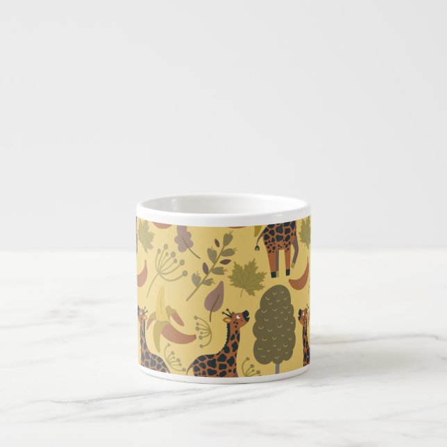 Giraffe seamless pattern yellow background espresso cup (Front)