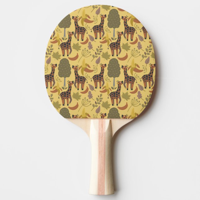 Giraffe seamless pattern yellow background ping pong paddle (Front)