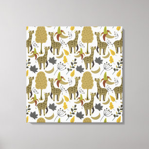 Giraffe seamless pattern yellow white tall canvas print