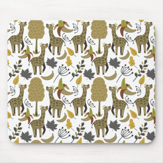 Giraffe seamless pattern yellow white tall mouse pad (Front)