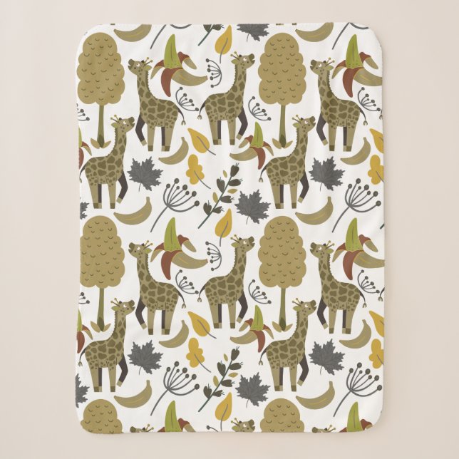 Giraffe seamless pattern yellow white tall sherpa blanket (Front)