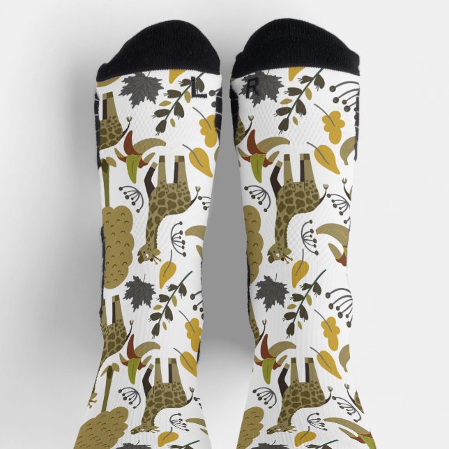 Giraffe seamless pattern yellow white tall wrappin socks (Top)