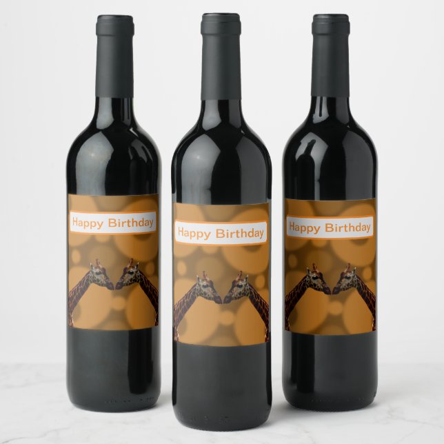 Giraffe Self Reflection,  Wine Label (Bottles)