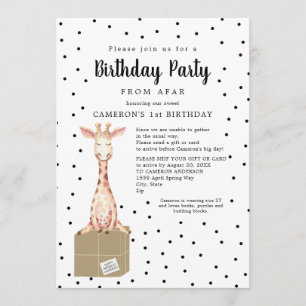 Giraffe shipping box Birthday Party from afar Invitation