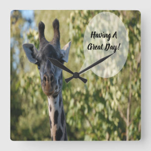 Giraffe Shower  Square Wall Clock