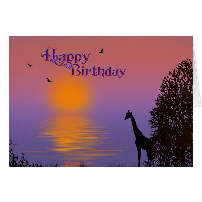 giraffe silhouette birthday (Front Horizontal)