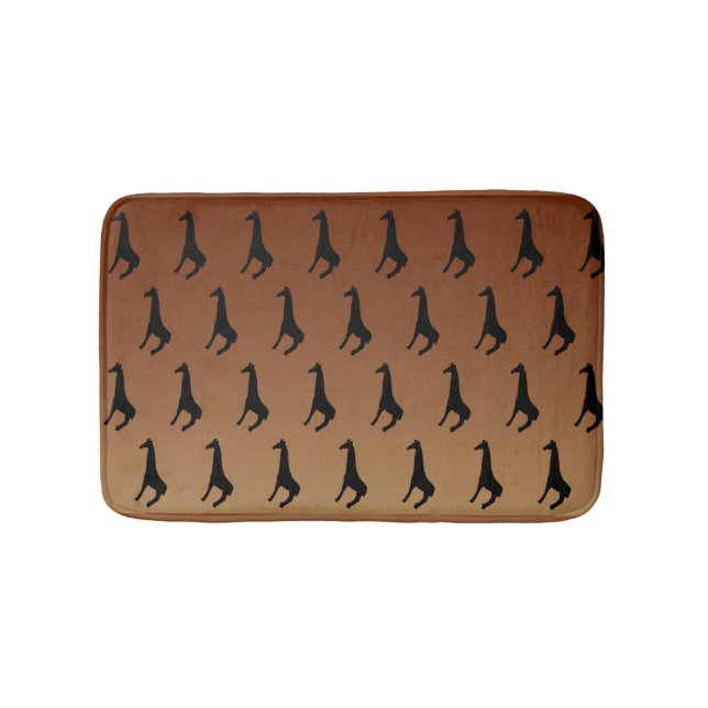 Giraffe Silhouette Pattern Bath Mat (Front)