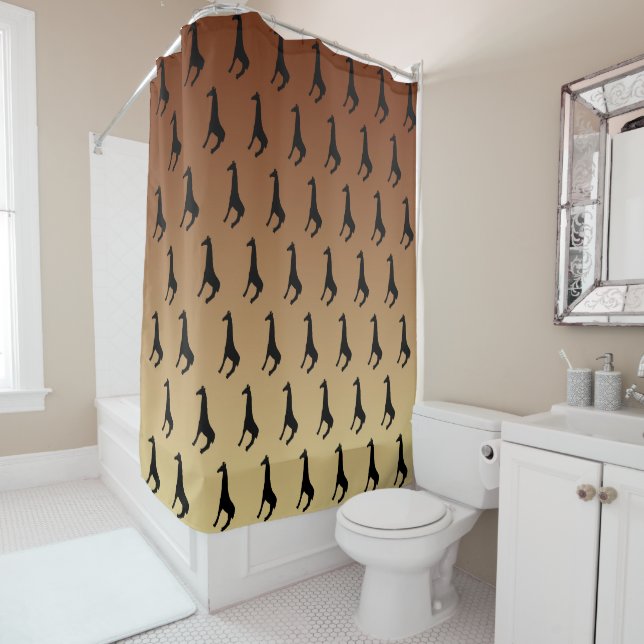 Giraffe Silhouette Pattern Shower Curtain (In Situ)