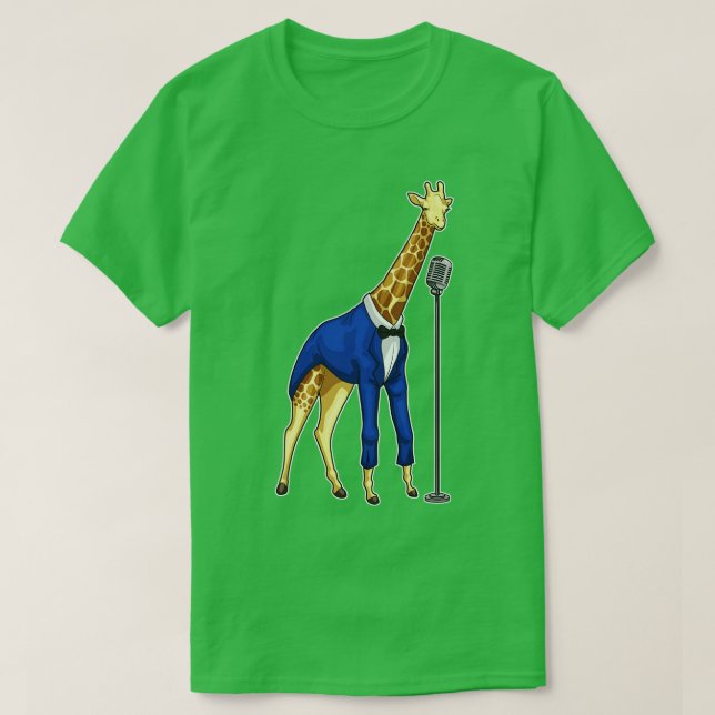 Giraffe Singer Microphone Music T-Shirt (Design Front)