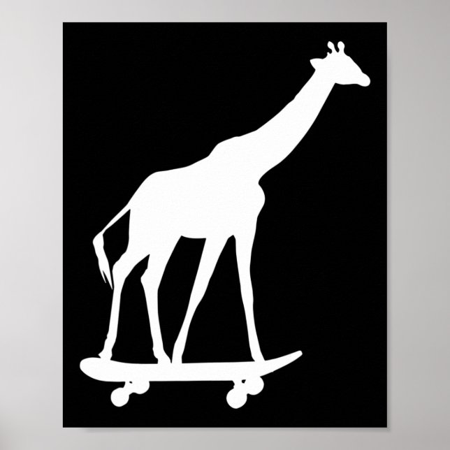 Giraffe Skateboarding Skateboard  Poster (Front)