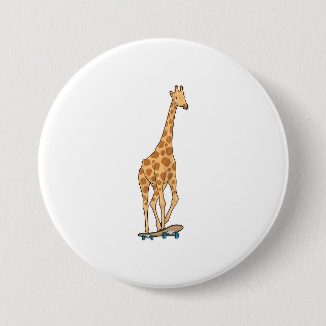 Giraffe Skater Skateboard 7.5 Cm Round Badge (Front)