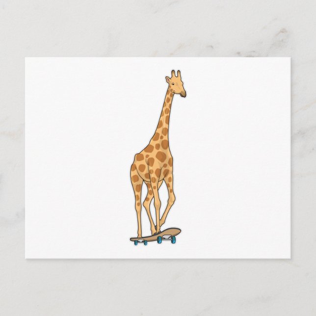 Giraffe Skater Skateboard Postcard (Front)