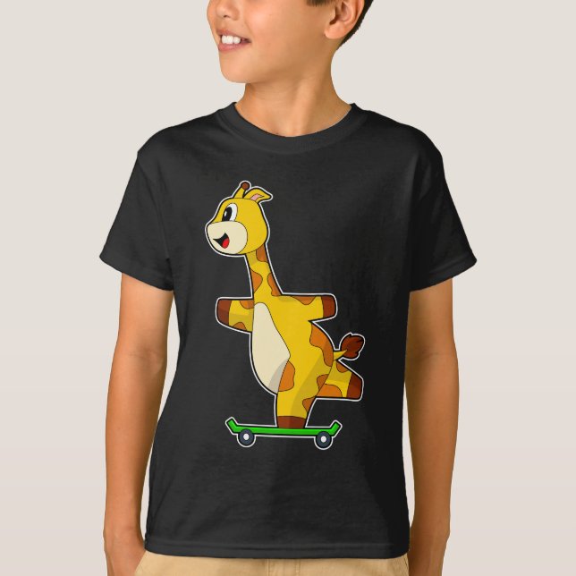 Giraffe Skater Skateboard T-Shirt (Front)