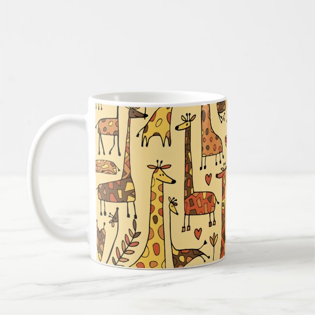 Giraffe Sketch, Fun Seamless Design. Coffee Mug (Left)