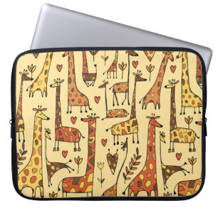 Giraffe Sketch, Fun Seamless Design. Laptop Sleeve