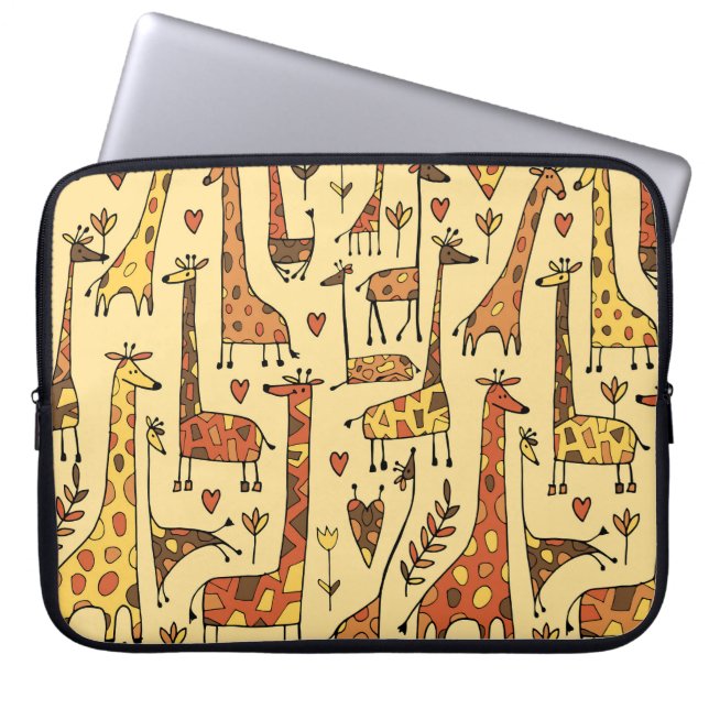 Giraffe Sketch, Fun Seamless Design. Laptop Sleeve (Front)