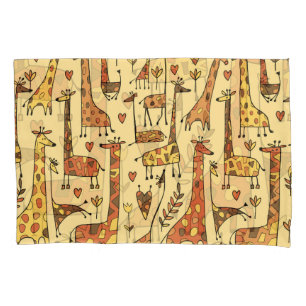 Giraffe Sketch, Fun Seamless Design. Pillowcase